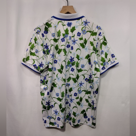 G/FORE Floral Golf Polo Mens M White Green Retro 90s Y2K Sporty Athletic Outdoor - Picture 5 of 8